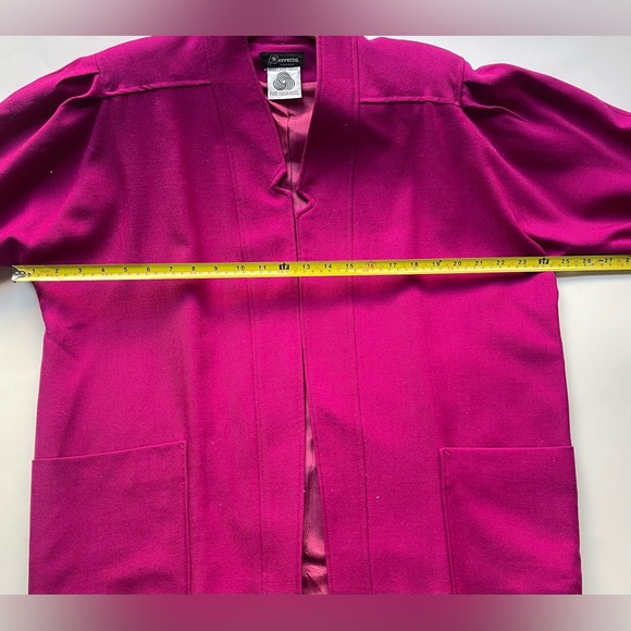 Perruzza Pure Virgin Wool Jacket  vintage Magenta Pink Cropped Italian Blazer - Picture 10 of 11